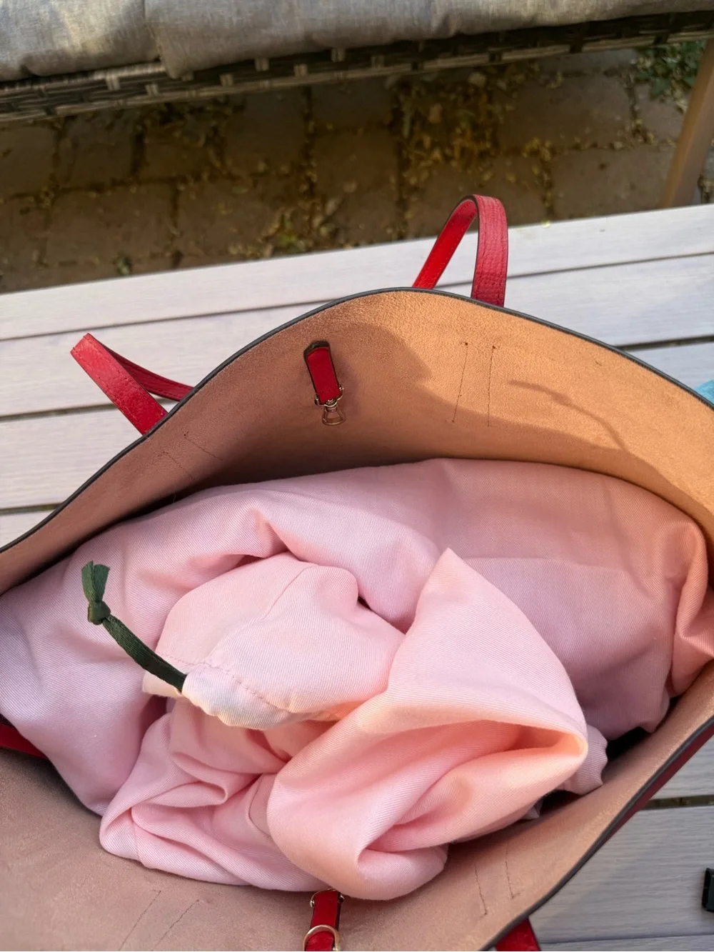 kate spade Red Leather Molly Large Tote with Pouch